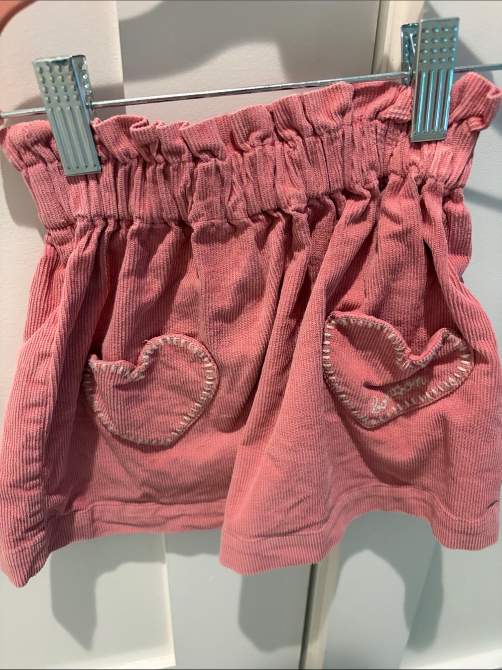 Bonton Pink Corduroy Heart-Pocket Skirt